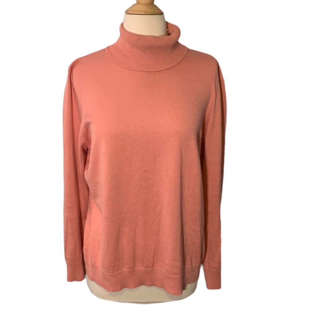 Van Heusen Cotton-Blend Coral Knit Turtleneck, L